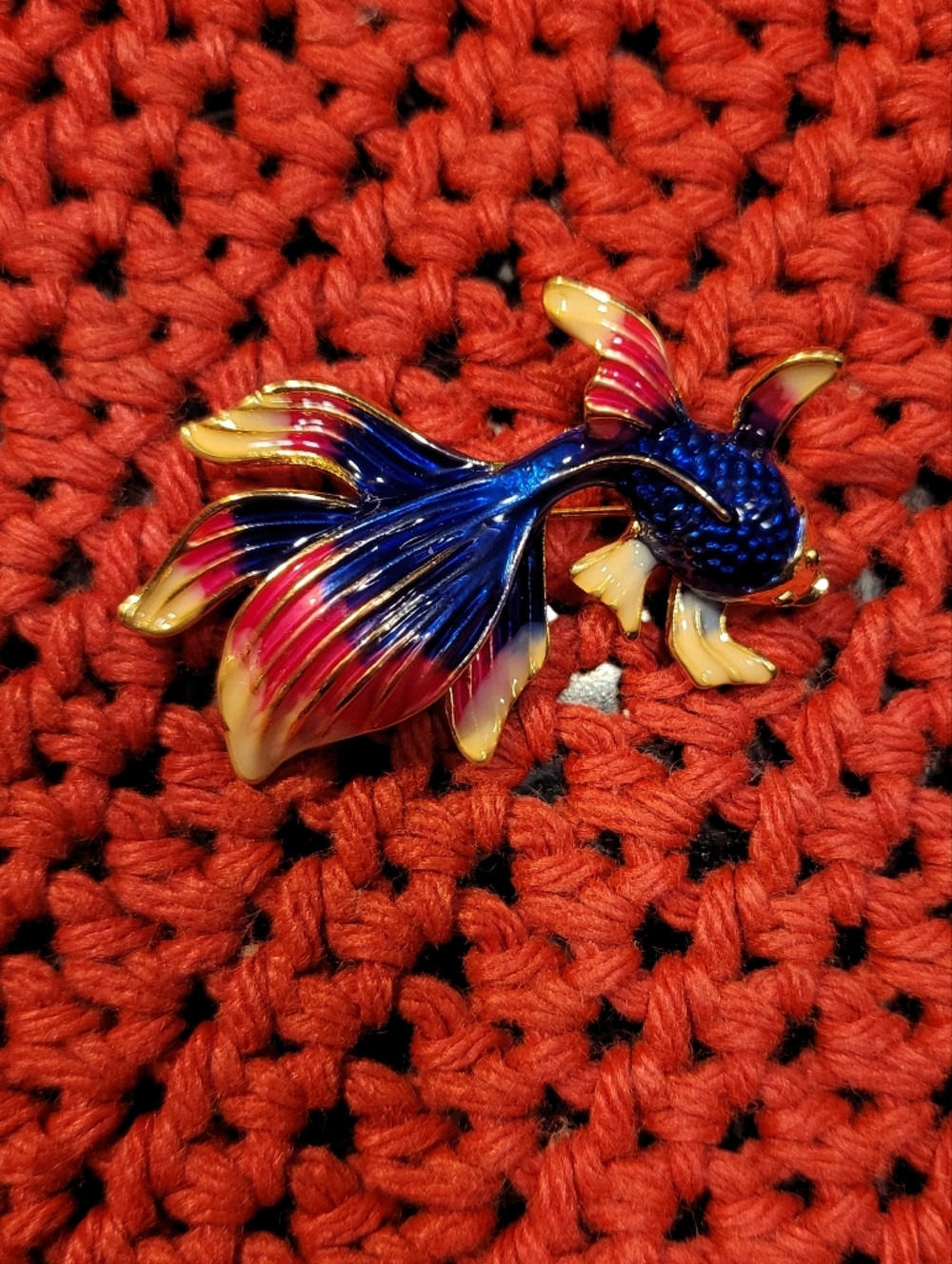 Beta Fish Enamel Brooch